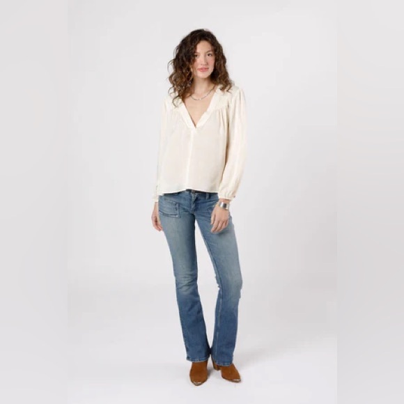 NWT Band Of The Free CASH IVORY LONG SLEEVE TOP Bohemian Large Billowing Sleeve - Picture 4 of 5